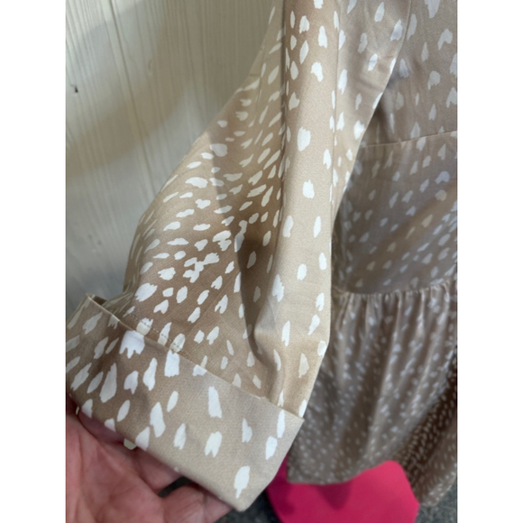 TUCKERMUCK Beige & White Antelope Print ButtonRoyal Shirt Dress L - Picture 5 of 15